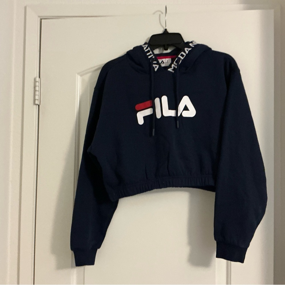 Fila Dark Blue Women's Cropped Hoodie